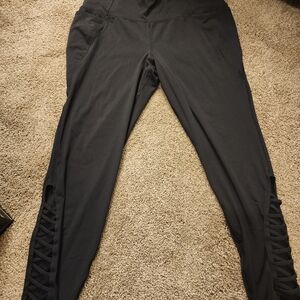 LIVI brand Black Leggings with Side Lattice Detail